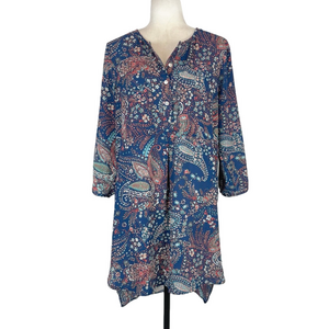 Fig & Flower navy paisley tunic blouse